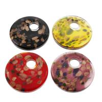 Lampwork Pendants, Flat Round, gold sand, mixed colors Approx 10mm 