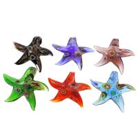 Inner Flower Lampwork Pendants, Starfish, gold sand, mixed colors Approx 7mm 