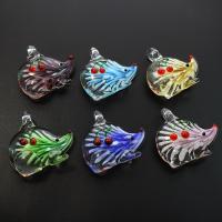 Animal Lampwork Pendants, Mouse, bumpy & inner flower, mixed colors Approx 4mm 