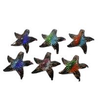 Inner Flower Lampwork Pendants, Starfish, gold sand, mixed colors Approx 8mm 