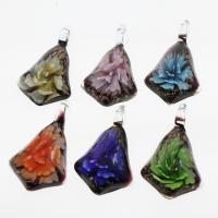Inner Flower Lampwork Pendants, gold sand, mixed colors Approx 5mm 