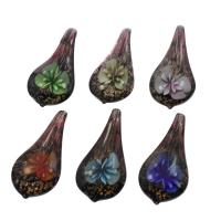 Inner Flower Lampwork Pendants, gold sand, mixed colors Approx 9mm 
