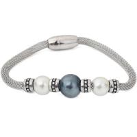 Stainless Steel Mesh Belt Buckle Bracelet, with Plastic Pearl, Round, mesh chain & for woman, original color Approx 7.7 Inch 