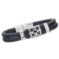PU Leather Cord Bracelets, with Stainless Steel, for man, 12mm Approx 8.7 Inch 
