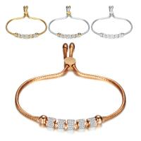 Bracelets en acier inoxydable, avec argile, Placage, chaîne serpent & styles différents pour le choix & pour femme & avec strass, 6mm, 2.4mm Environ 10.2 pouce, Vendu par brin