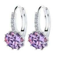Zinc Alloy Leverback Earring, plated, for woman & with cubic zirconia 