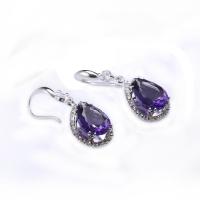 Cubic Zirconia Micro Pave Brass Earring, Teardrop, platinum color plated, micro pave cubic zirconia & for woman 35mm 