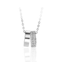 Cubic Zirconia Micro Pave Sterling Silver Pendant, Brass, Round, real silver plated, micro pave cubic zirconia & for woman 