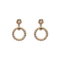 Zinc Alloy Rhinestone Drop Earring, with ABS Plastic Pearl, plated & for woman & with rhinestone 
