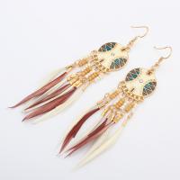 Fashion Feather Earring , Zinc Alloy, with Resin, gold color plated, folk style & for woman 