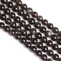 Schwarze Obsidian Perlen, rund, poliert, verschiedenen Qualitäten für die Wahl & DIY & verschiedene Größen vorhanden, keine, Länge:ca. 15 ZollInch, verkauft von Strang