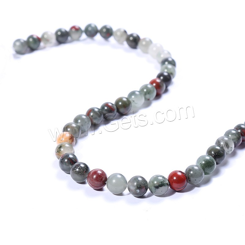 Afrikanischer Blutstein Perle, rund, poliert, DIY & verschiedene Größen vorhanden, grau, Länge:ca. 15 ZollInch, verkauft von Strang