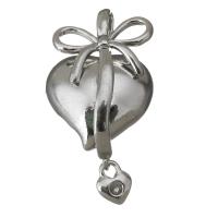 Brass Heart Pendants, silver color plated, with ribbon bowknot decoration 2mm Approx 