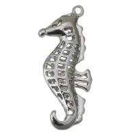 Латунные Подвески в форме животного, Латунь, Морской конек, плакирован серебром, отверстие отверстие:Приблизительно 1.5mm, продается PC