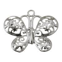 Латунные Подвески в форме животного, Латунь, бабочка, плакирован серебром, отверстие отверстие:Приблизительно 2mm, продается PC