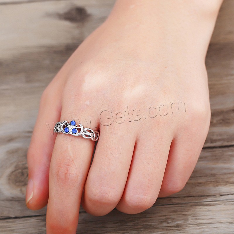 Anillo de dedo de aleación de Zinc, chapado en color de platina, diverso tamaño para la opción & para mujer & con diamantes de imitación, libre de plomo & cadmio, 7mm, Vendido por UD