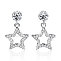 Cubic Zirconia Micro Pave Brass Earring, Cupronickel, Geometrical Pattern, silver color plated & micro pave cubic zirconia & for woman, 20*12mm 