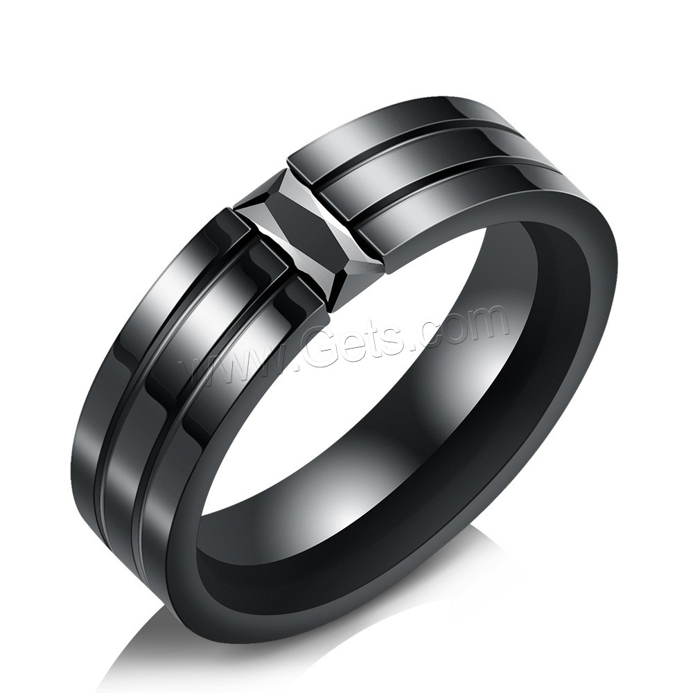 Titanium Steel Finger Ring, Donut, black ionic, different size for choice & for man, 22.1mm, 2.4mm, US Ring Size:7-12, Sold By PC