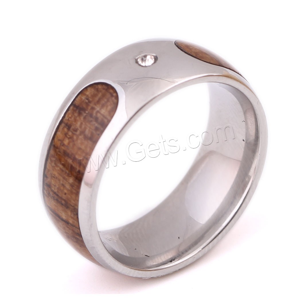 Titanium Steel Finger Ring, Donut, Unisex & different size for choice & enamel & with rhinestone, original color, 8mm, US Ring Size:7-12, Sold By PC