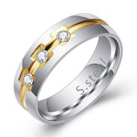 Titanium Steel Finger Ring, Donut, plated, Unisex & with rhinestone, 6mm, US Ring 