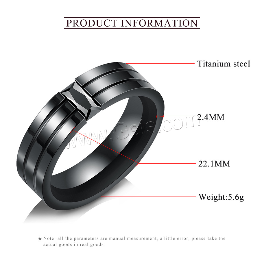 Titan Stahl Fingerring, Titanstahl, Kreisring, schwärzen, verschiedene Größen vorhanden & für den Menschen, 22.1mm, 2.4mm, Größe:7-12, verkauft von PC