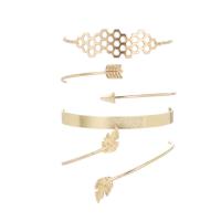 Zinc Alloy Multi Bangle Sets, bangle & bracelet, Geometrical Pattern, gold color plated, 4 pieces & for woman & hollow, golden, nickel, lead & cadmium free Approx 22-26 Inch 