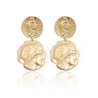 Zinc Alloy Drop Earring, Face, gold color plated, carved & for woman, golden, nickel, lead & cadmium free 