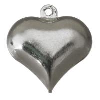 Colgantes de corazón de latón, metal, chapado en color de plata, 17x17.5x6mm, agujero:aproximado 1mm, Vendido por UD