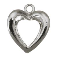 Colgantes de corazón de latón, metal, chapado en color de plata, hueco, 14x16x8mm, agujero:aproximado 2mm, Vendido por UD