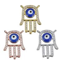 Cubic Zirconia Micro Pave Brass Pendant, with enamel, Hamsa, micro pave cubic zirconia Approx 1.5mm 