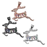 Cubique Pendentif en laiton zircon pavent, renne de noël, Placage, pavé de micro zircon, plus de couleurs à choisir Environ Vendu par PC