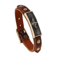 PU Leather Cord Bracelets, antique gold color plated, Unisex, 12mm Approx 9.5 Inch 