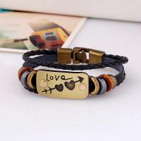 Combined Bracelet, PU Leather, love, with Zinc Alloy, plated, braided bracelet & Unisex 10mm Approx 7.8 Inch 