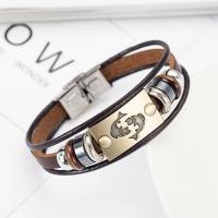 Combined Bracelet, PU Leather, with Zinc Alloy, plated, Zodiac symbols jewelry & Unisex 10mm Approx 7.5 Inch 