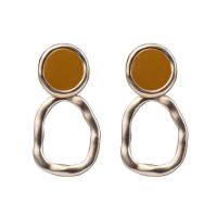 Enamel Zinc Alloy Drop Earring, zinc alloy post pin, gold color plated, for woman 