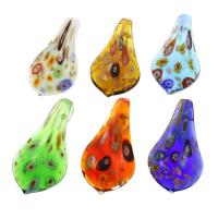 Inner Flower Lampwork Pendants, gold sand, mixed colors Approx 8mm 