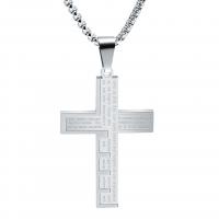 Stainless Steel Jewelry Necklace, Cross, box chain & for man, original color Approx 23.6 Inch 