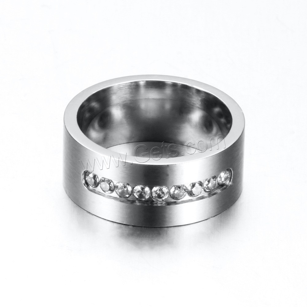 Cubic Zirconia anillo de dedo de acero inoxidable, Donut, unisexo & diverso tamaño para la opción & micro arcilla de zirconia cúbica, color original, 8mm, 2mm, tamaño:6-13, Vendido por UD