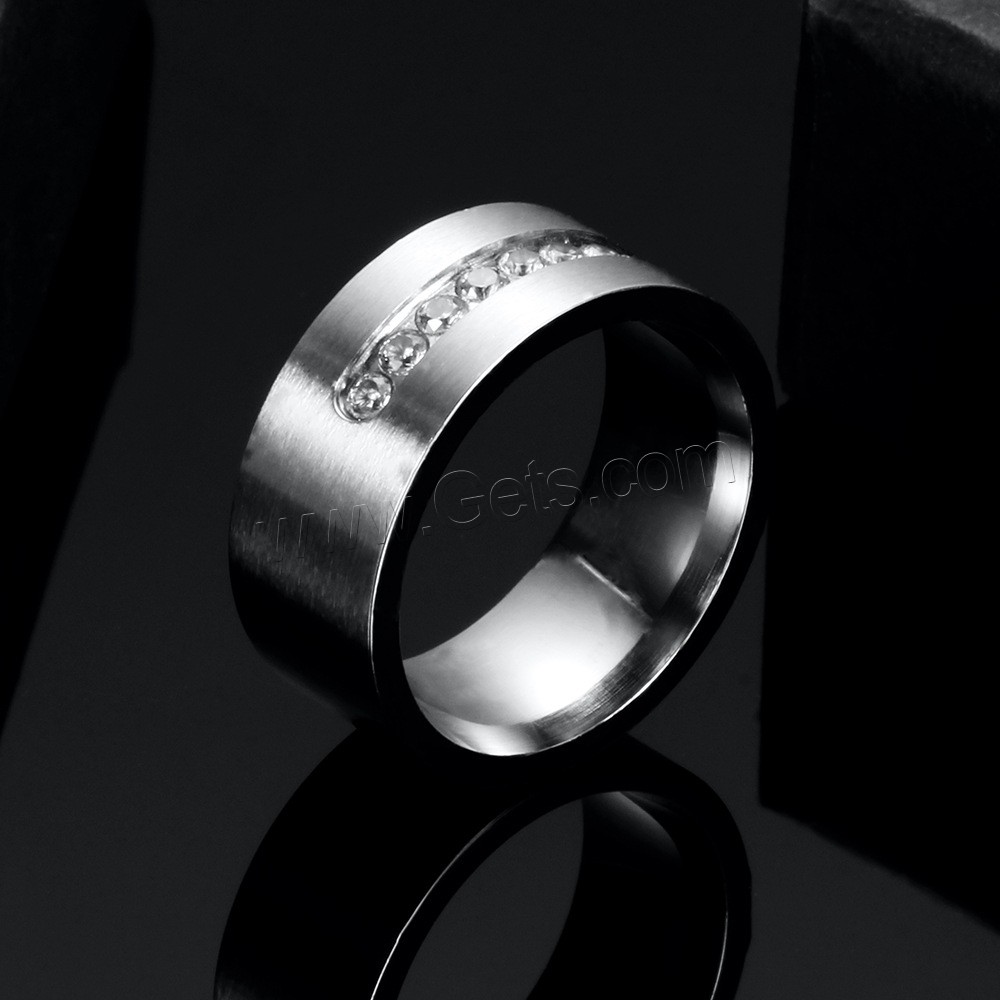Cubic Zirconia anillo de dedo de acero inoxidable, Donut, unisexo & diverso tamaño para la opción & micro arcilla de zirconia cúbica, color original, 8mm, 2mm, tamaño:6-13, Vendido por UD
