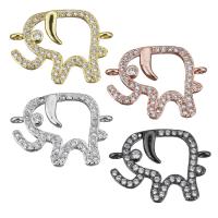 Cubic Zirconia Brass Connector, Elephant, plated, micro pave cubic zirconia & 1/1 loop Approx 1.5mm 