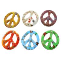 Inner Flower Lampwork Pendants, Peace Logo, gold sand, mixed colors Approx 2mm 
