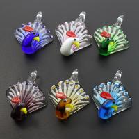 Animal Lampwork Pendants, Peacock, inner flower, mixed colors Approx 5mm 