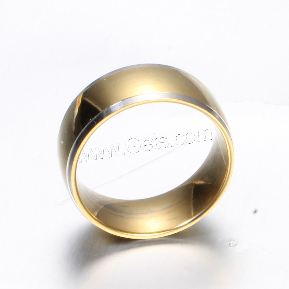 Кольцо из нержавеющей стали, нержавеющая сталь, Кольцевая форма, плакирован золотом, разный размер для выбора & Мужский, 8mm, размер:7-12, продается PC