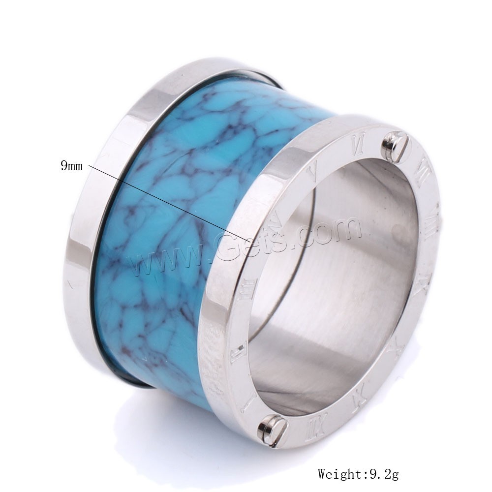Titanium Steel Finger Ring, with Resin, Donut, Unisex & different size for choice & enamel, 9mm, US Ring Size:6-10, Sold By PC