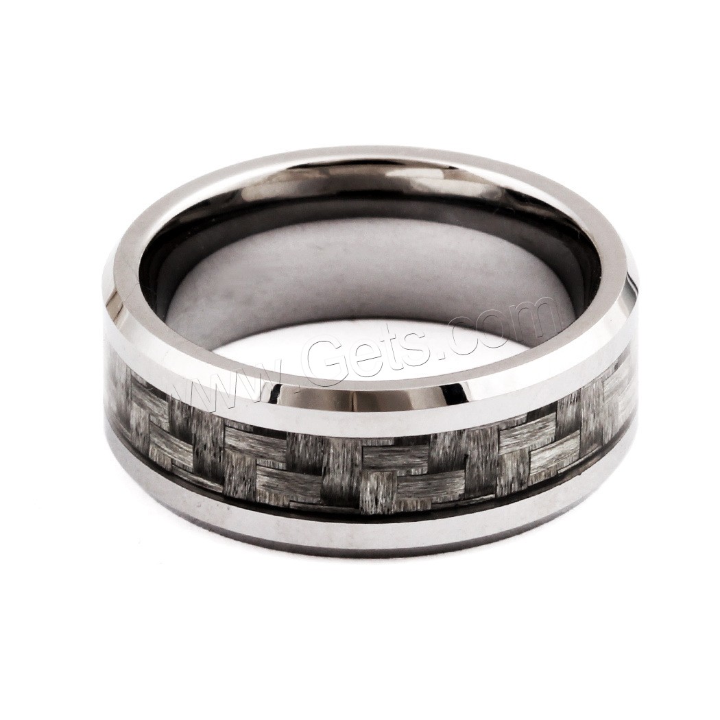 Titanium Steel Finger Ring, with Carbon Fibre, Donut, different size for choice & for man, 8mm, US Ring Size:7-10, Sold By PC