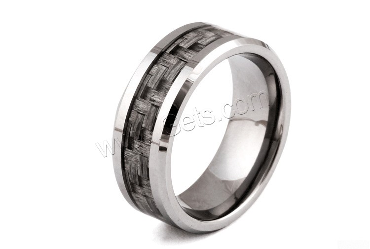 Titanium Steel Finger Ring, with Carbon Fibre, Donut, different size for choice & for man, 8mm, US Ring Size:7-10, Sold By PC