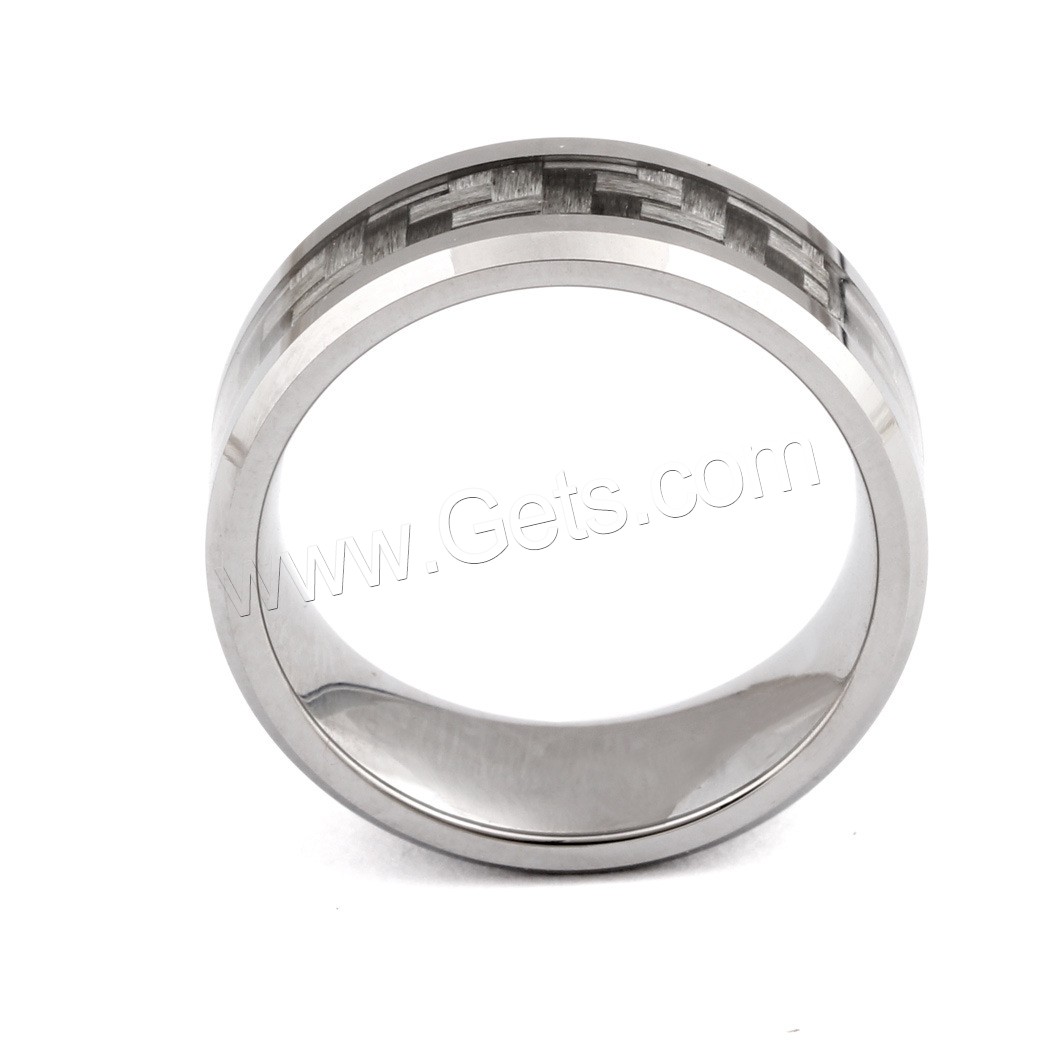 Anillo de dedo de acero Titanium de, Partículas de acero, con Fibra de carbón, Donut, diverso tamaño para la opción & para hombre, 8mm, tamaño:7-10, Vendido por UD