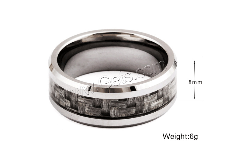 Anillo de dedo de acero Titanium de, Partículas de acero, con Fibra de carbón, Donut, diverso tamaño para la opción & para hombre, 8mm, tamaño:7-10, Vendido por UD