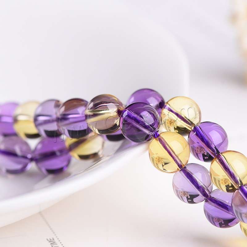 Perles d'Amétrine naturelle, Ametrine, Rond, synthétique, DIY & normes différentes pour le choix, couleurs mélangées, Longueur:Environ 15 pouce, Vendu par brin