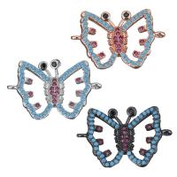 Cubic Zirconia Micro Pave Brass Connector, Butterfly, plated, micro pave cubic zirconia & 1/1 loop Approx 1.5mm 
